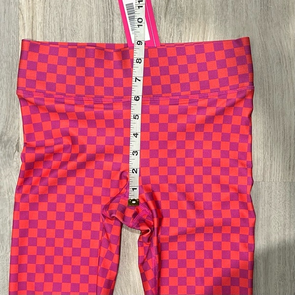 NWT Terez Athletic Leggings Pants Activewear Racing Check Melon Purple Size XS - Picture 6 of 7